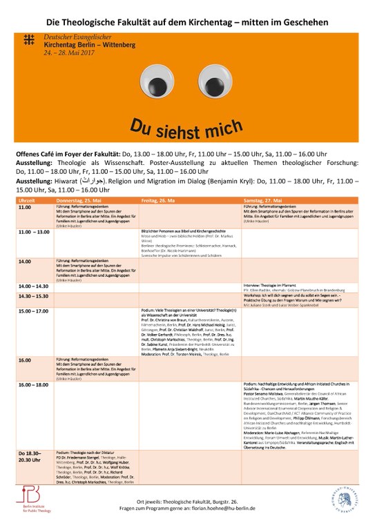 Die Theologische Fakultät auf dem Kirchentag  mitten im Geschehen